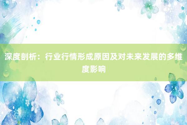 深度剖析:行业行情形成原因及对未来发展的多维度影响