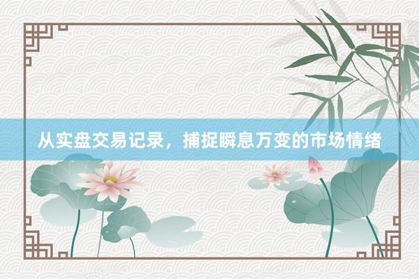 从实盘交易记录,捕捉瞬息万变的市场情绪