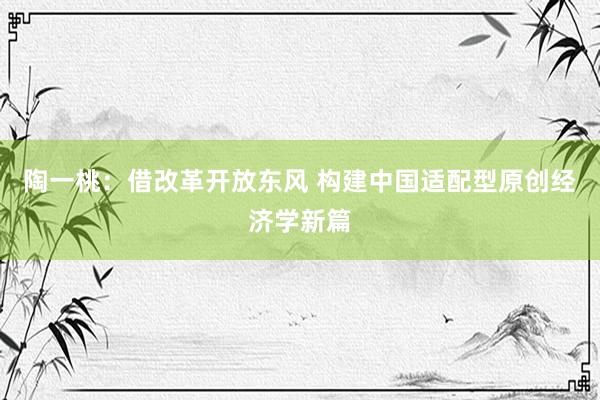 陶一桃：借改革开放东风 构建中国适配型原创经济学新篇