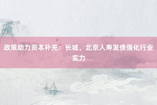 政策助力资本补充：长城、北京人寿发债强化行业实力