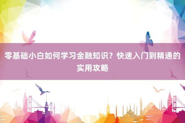 零基础小白如何学习金融知识？快速入门到精通的实用攻略