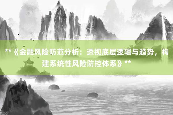 **《金融风险防范分析：透视底层逻辑与趋势，构建系统性风险防控体系》**