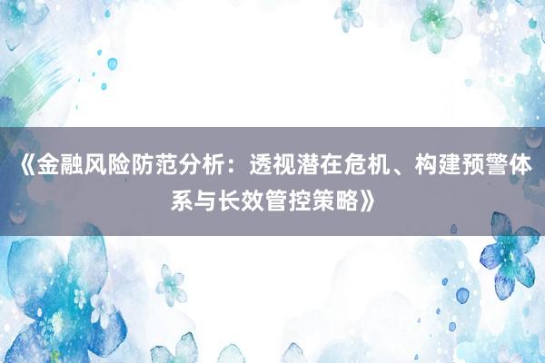 《金融风险防范分析：透视潜在危机、构建预警体系与长效管控策略》